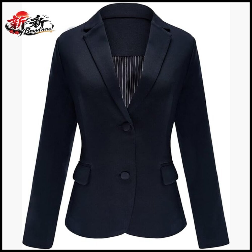 Polyester Notched Lapel Blazer with Pockets for Office Work